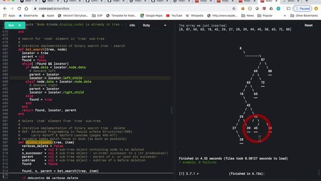 Binary Search Tree (BST) in Ruby with tree display in a text terminal смотреть онлайн