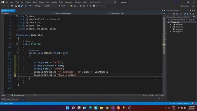 Difference between == operator , Object.Equals methods and Object.ReferenceEquals methods in C#. смотреть онлайн