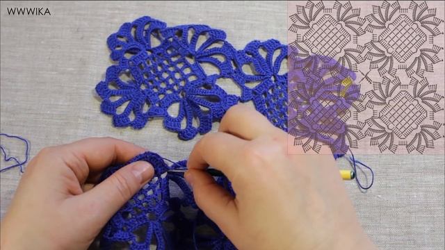 Как связать крючком квадрат Соединение квадратов Вяжем по схемам смотреть онлайн