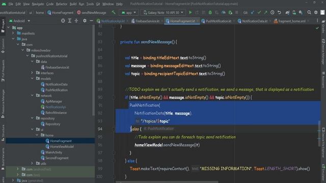 Send Push Notifications Between Devices (FCM) + API Level 33 Support смотреть онлайн