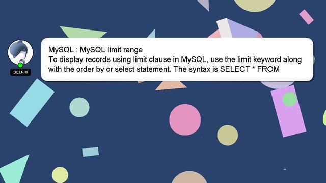 MySQL : MySQL limit range смотреть онлайн