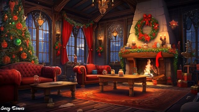 Light Wind, Falling Snow & Crackling Fire in a Cozy Room with Stunning View - Winter Ambience смотреть онлайн