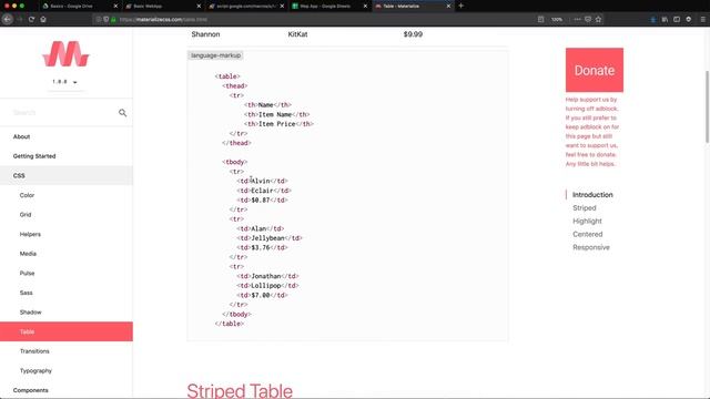 HTML Table from Spreadsheet Data - Google Apps Script Web App Tutorial - Part 13 смотреть онлайн
