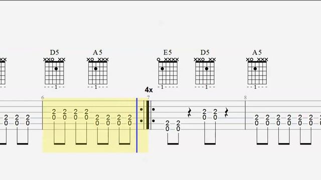Power Chords - E5 A5 D5 - Easy 1 finger chords - Play Along смотреть онлайн