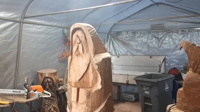 WOOD CARVING, Carving A Life Size Full Wizard #1 Stihl Chainsaw, Chainsaw Carving, Carving Wood
