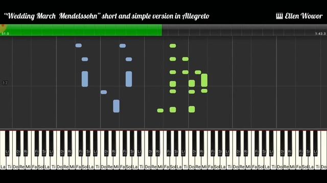 Wedding March Mendelssohn Slow tempo piano synthesia tutorial смотреть онлайн