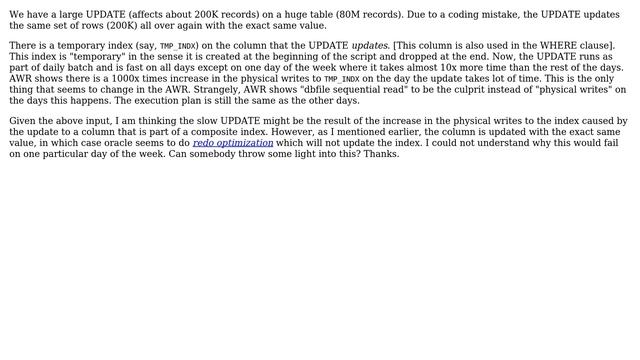 Databases: Oracle - physical writes to an index смотреть онлайн