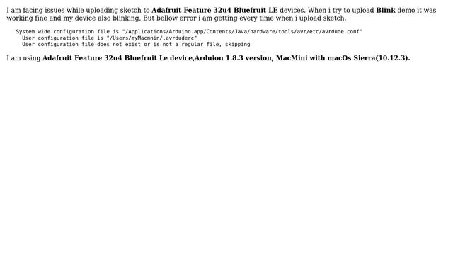 Arduino: User configuration file does not exist or is not a regular file, skipping смотреть онлайн