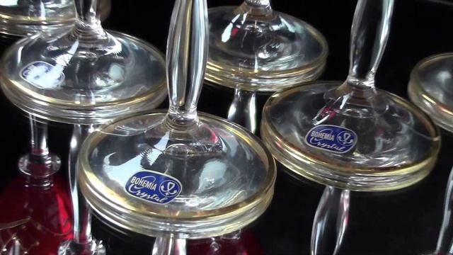 Богемское стекло бокалы красные с лепкой смальтой смотреть онлайн