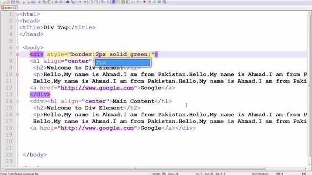 HTML Div Tag |Lec-32 |HTML tutorial for beginners in Urdu/Hindi| смотреть онлайн