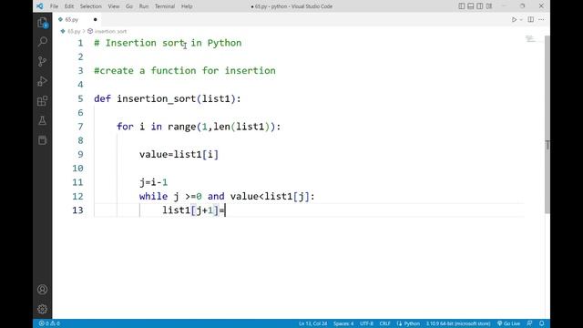 Insertion Sort in Python Programming смотреть онлайн