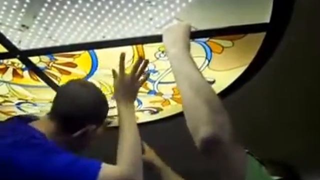 Монтаж витража. Витражный потолок. Подсветка светодиодная смотреть онлайн