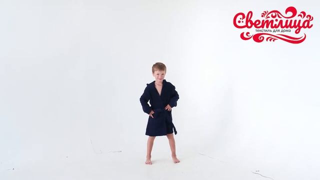Детский махровый халат с капюшоном (Темно-синий) - Светлица смотреть онлайн