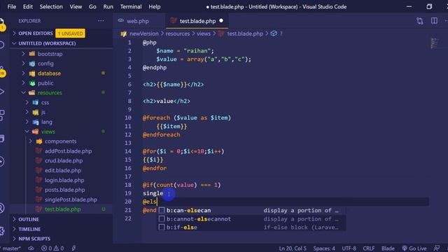 Laravel 8 Tutorial for beginners in Bangla #42 Blade Template @if @else @elseif @for смотреть онлайн