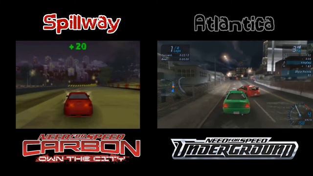 Atlantica (NFS Underground) vs. Spillway (NFS Carbon: Own The City (DS)) смотреть онлайн