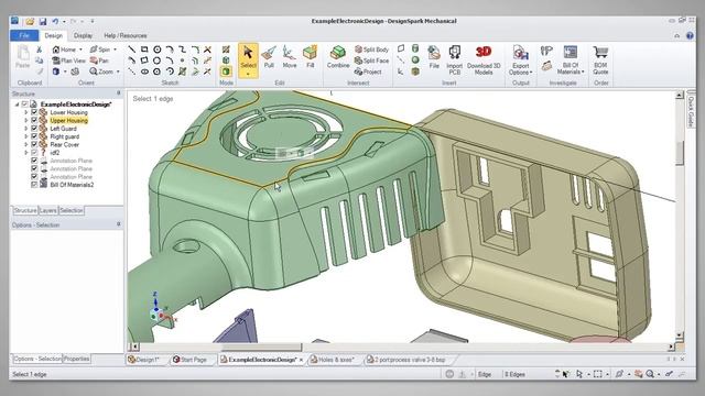 DesignSpark Mechanical - Basics - 2c. Selection - Advanced selection of edges, faces & axes смотреть онлайн
