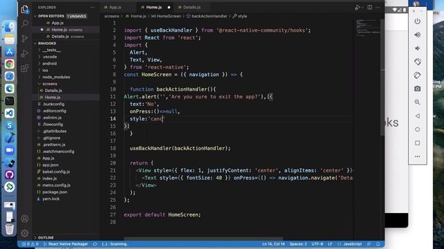 #80 React Native Hooks Tutorial | useBackHandler | Handle Back Button In React Native | Part 1 смотреть онлайн