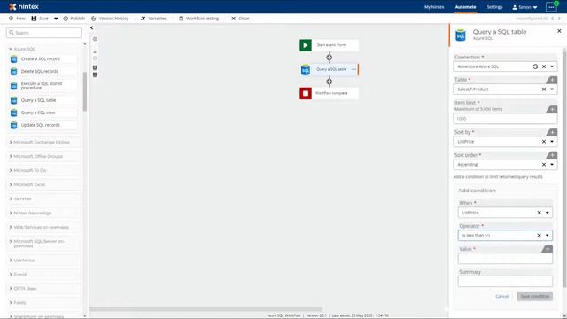 Nintex Workflow Cloud®: Azure SQL - Query a SQL Table Action смотреть онлайн