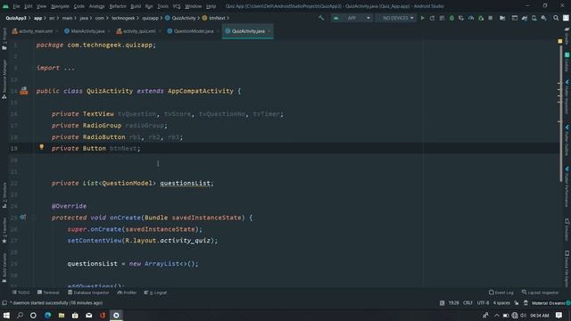 Quiz App in Android Studio using Java | Part 3 | Android Studio Tutorial | Questions List смотреть онлайн