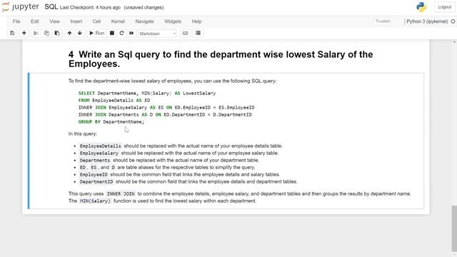 SQL Interview Question and Answers | Department Wise Lowest Salary смотреть онлайн