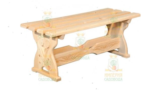 Лавка с резьбой, 1200x400x445 мм, кедр (Наш Кедр) обзор 337 производитель Наш Кедр ООО (Россия) смотреть онлайн