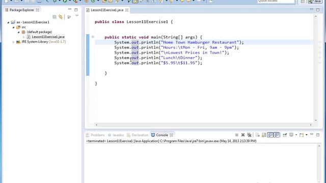 11x - Learn Java - Exercise 1 - Output Screen Text Formatting смотреть онлайн