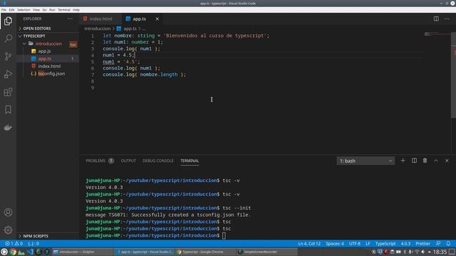 Typescript primeras variables. смотреть онлайн