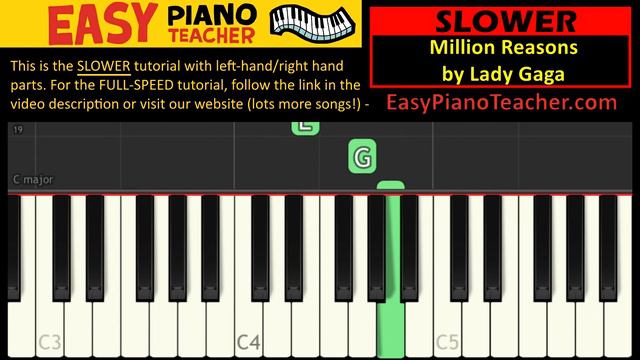 EASY piano songs: How to play Million Reasons by Lady Gaga - SLOW keyboard tutorial note-by-note смотреть онлайн