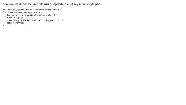 Wordpress: How to add php stylesheet to admin section instead of admin_head hook? смотреть онлайн