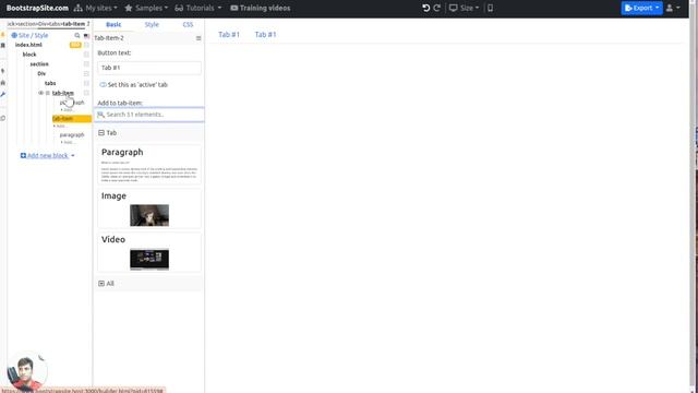 How to add tabs element in Bootstrap 5 builder смотреть онлайн