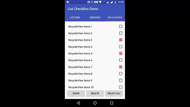 Android CheckBox List Demo смотреть онлайн