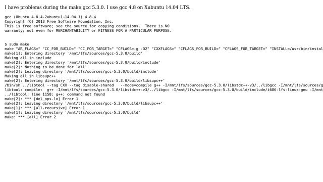 Ubuntu: ../libtool: line 1158: g++: command not found смотреть онлайн