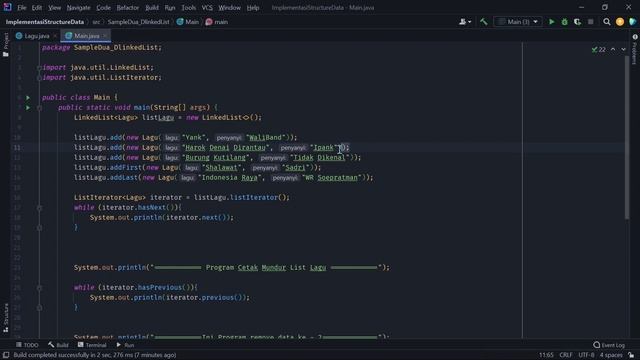 Double Linked List In java (Program Add and Remove Music) смотреть онлайн