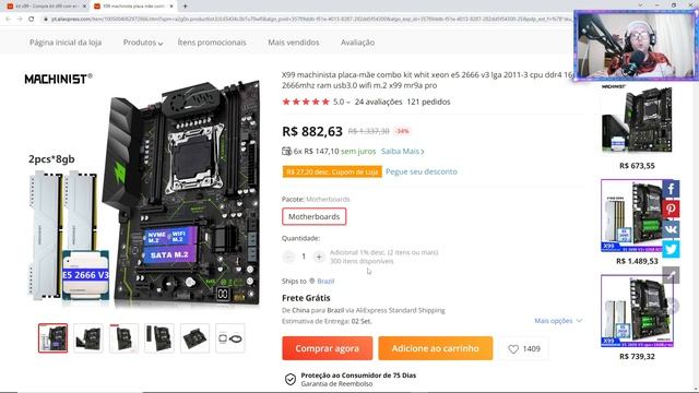 PLACA MÃE MACHINISTA X99 MR9A PRO + XEON E5 2666V3 COM 16 GB DDR4 2666MHZ. PC GAMER BARATO. смотреть онлайн