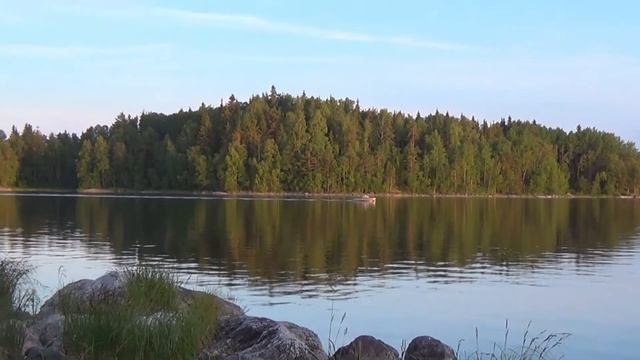 Красивый спокойный вечер на озере и стихотворение Николая Огарева "Вечер". смотреть онлайн