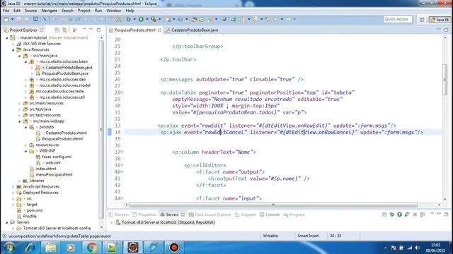 Java Web #29 - DataTable Edit do primeFaces (Editando a linha da tabela) com MySQL смотреть онлайн