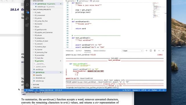 Tiny Python Projects: Ch 18 Pt 7 (Writing the word2num function) смотреть онлайн