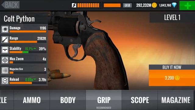Sniper 3D Assassin Shoot to Kill Gameplay Walkthrough Upgrade Pistols Colt Python to MAXED OUT HD смотреть онлайн