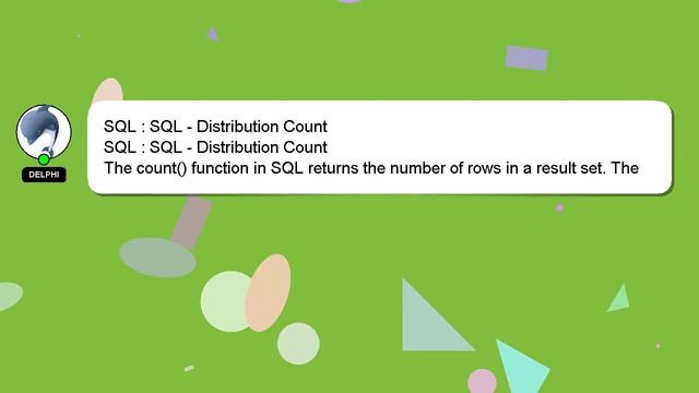 SQL : SQL - Distribution Count смотреть онлайн