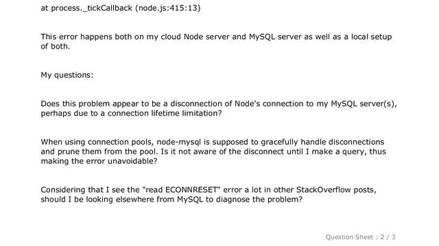 MySQL : MySQL giving "read ECONNRESET" error after idle time on node.js server смотреть онлайн