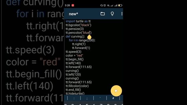 Python code Run on mobile | draw heart❤️in python Language from pydroid 3 смотреть онлайн
