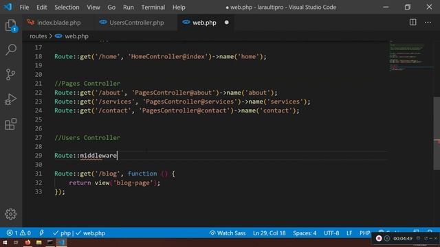 5 Laravel Tutorial about using Prefix, Middlewere, Name In Routes смотреть онлайн