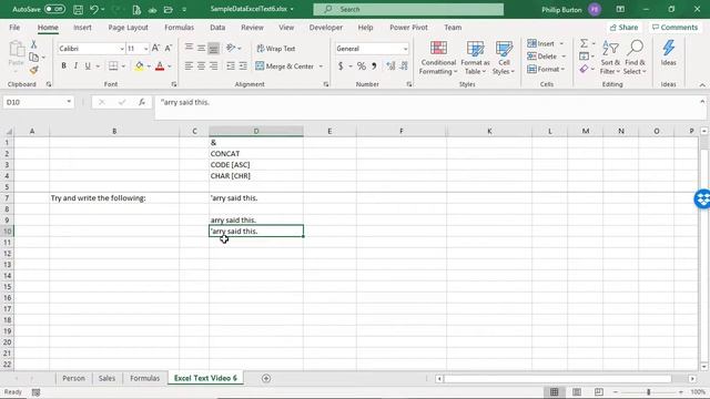 Excel Text Functions 6 - the problems with apostrophes смотреть онлайн