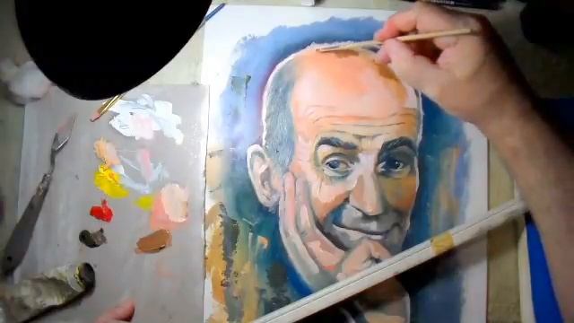 Как рисовать портрет .Как рисовать портрет маслом. Французский комик Луи де Фюнес. смотреть онлайн