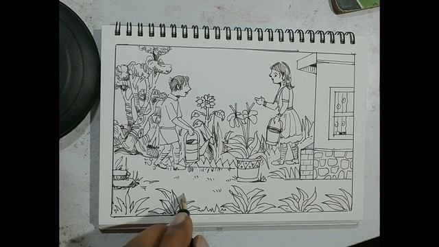 sketch garden with boys ? with fountain pen смотреть онлайн