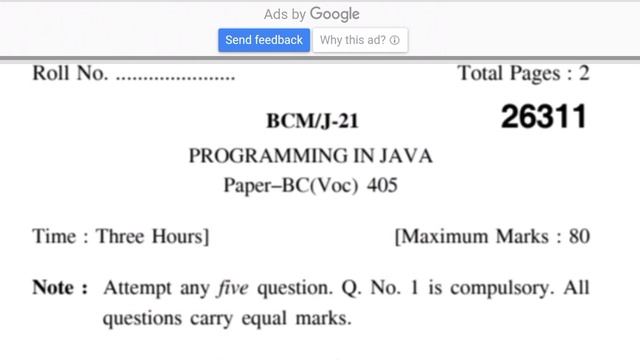 3) J-2021 JAVA PROGRAMMING(PDF IN DESCRIPTION)BCOM 4TH SEM 2ND YEAR Kuk previous year question pape смотреть онлайн