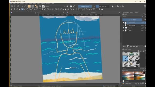Full sketching process in Krita - Blue Girl смотреть онлайн