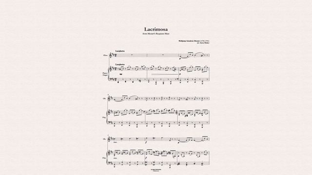 Lacrimosa - Mozart (for Oboe and Piano/Organ) смотреть онлайн