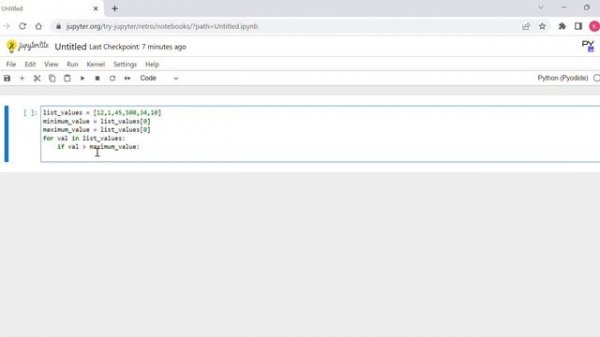How to find min and max values from list using python without using built-in functions
