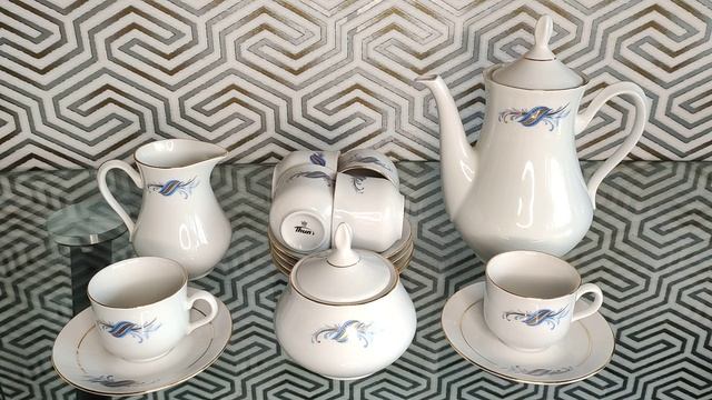 Кавовий сервіз Thun Karlovarsky Porcelan. Невнроятный кофейный сервиз, фарфор, винтаж, антиквариат.